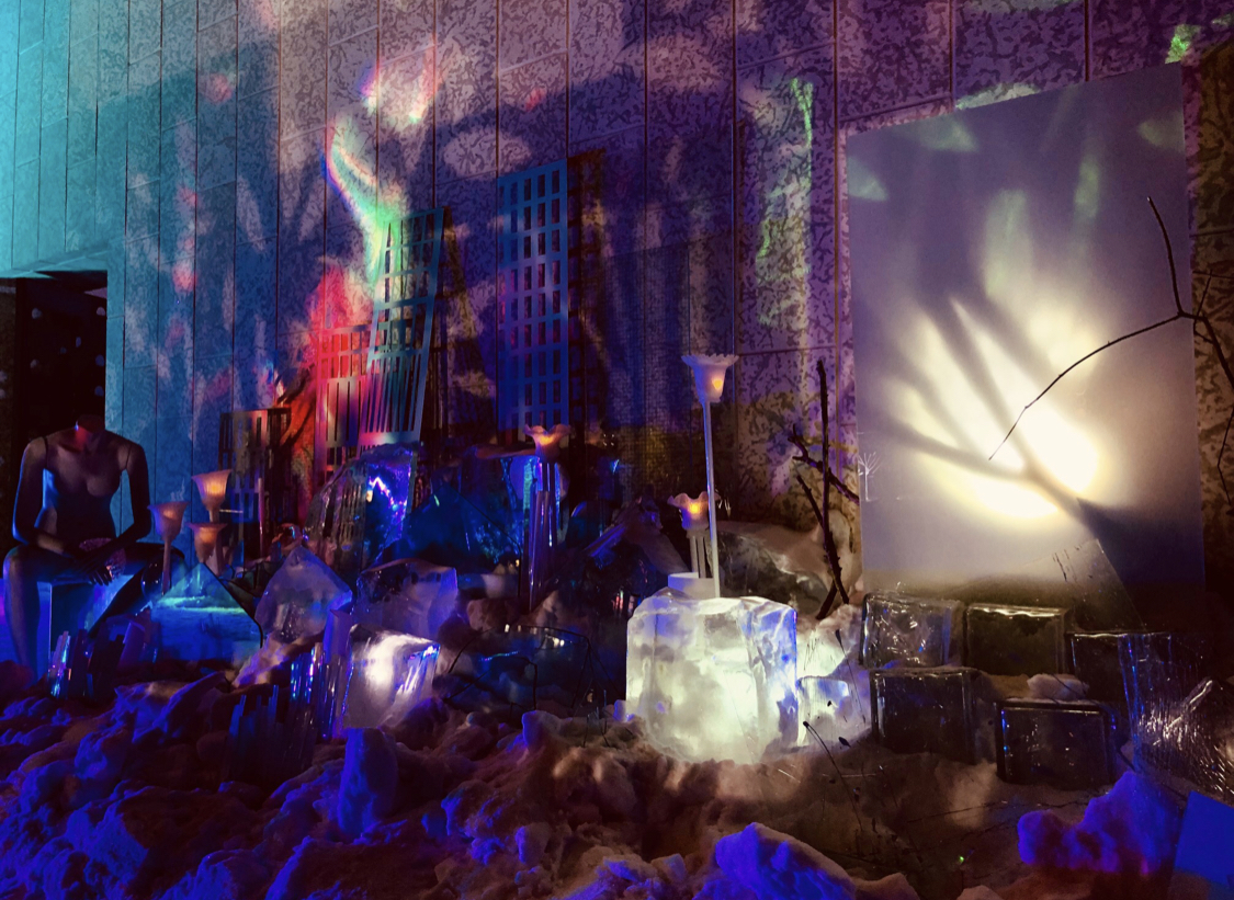 Aurora Civitas , art installation 2019 - glass, ice, light and tyndall stone