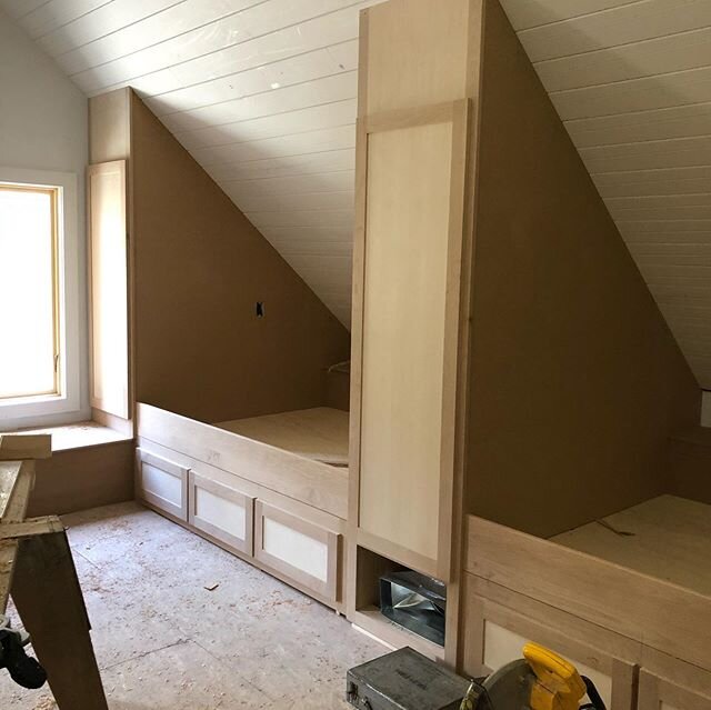 Here&rsquo;s a preview of the built-in bunks and cabinets in the bunk rooms at the  #capeneddickproject . There are two large bunk rooms with two bathroom - one for the girls and one for the boys. See my previous post for the interior tower in betwee
