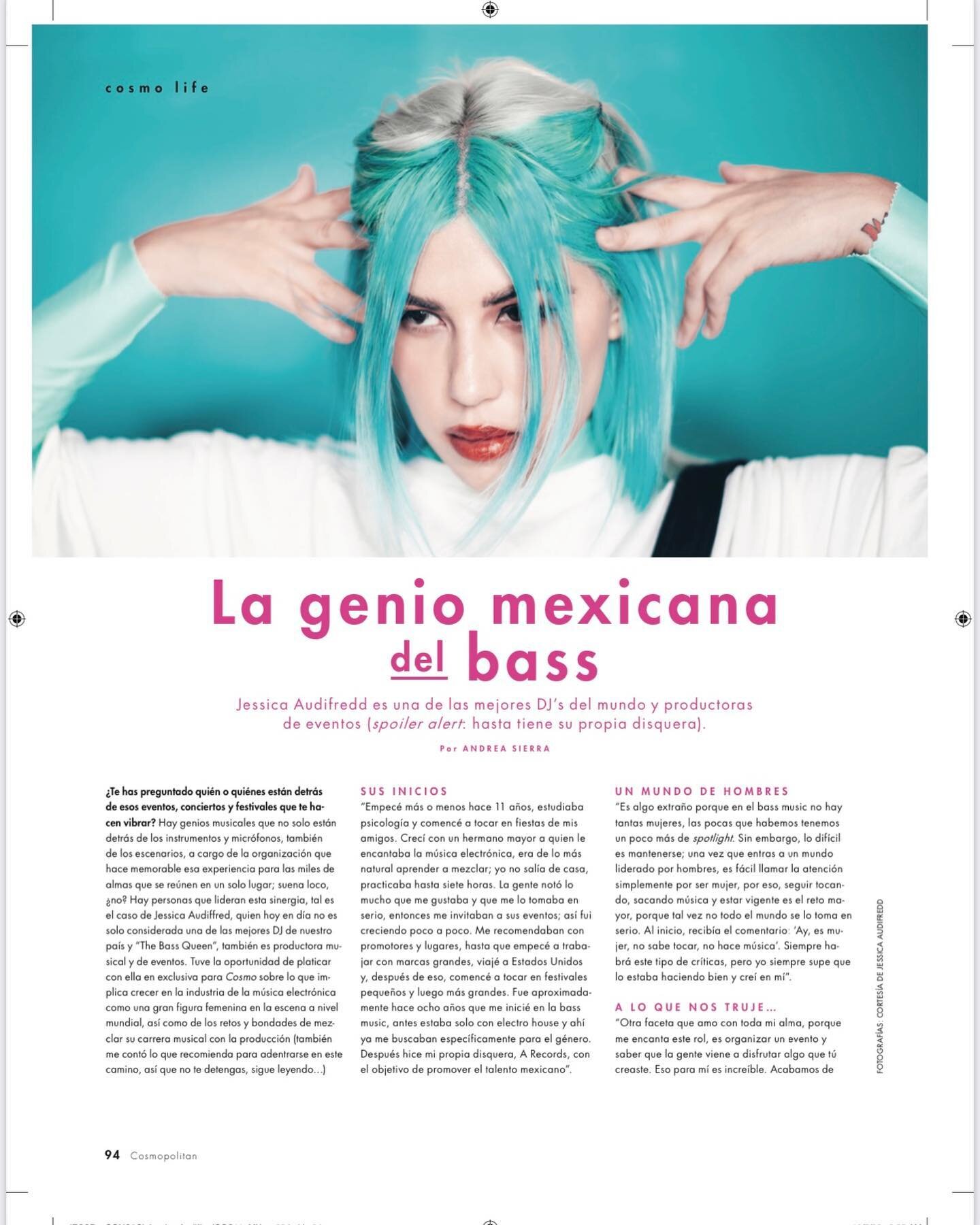 @jessica_audiffred in @cosmopolitanmx @cosmopolitan 

&ldquo;La genio Mexicana del Bass&rdquo;

Thanks for the love!