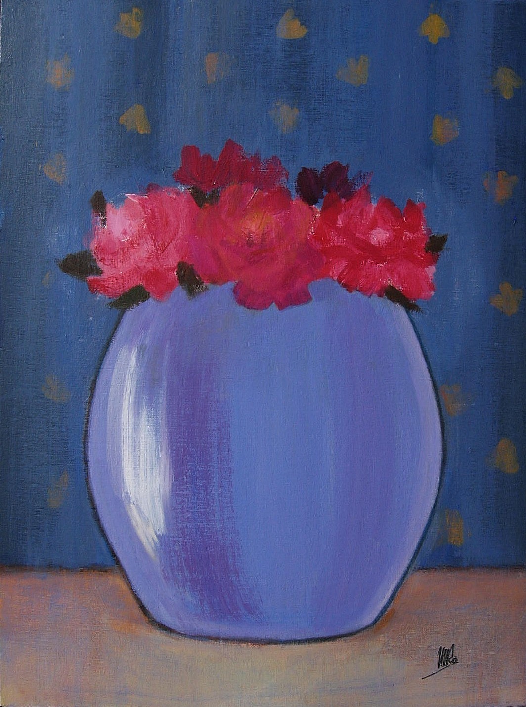 FLOWERS Roses in blue vase.JPG