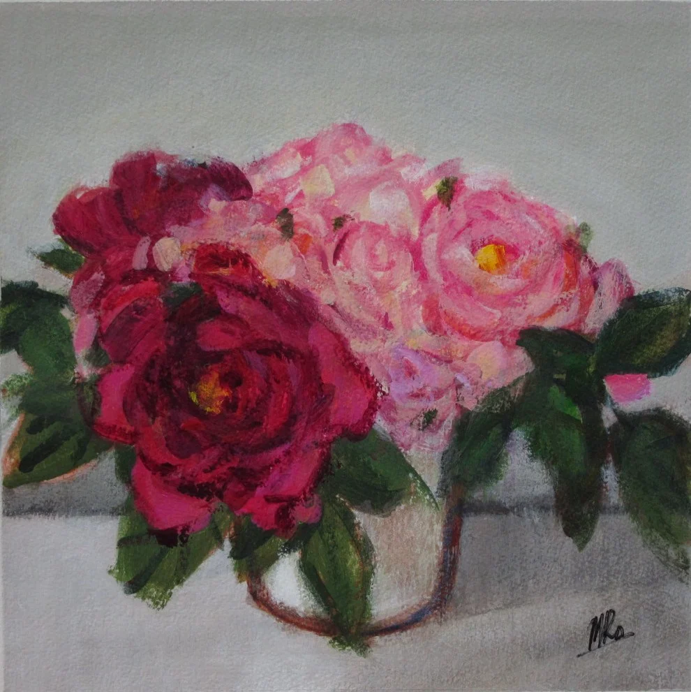 FLOWERS Roses in white pot..JPG