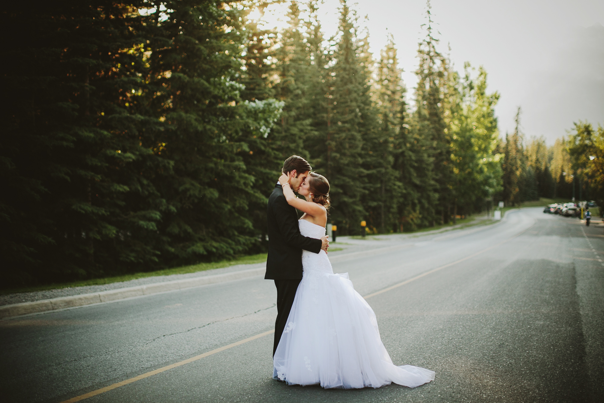 Banff Springs Wedding, Sunset Wedding Portrait