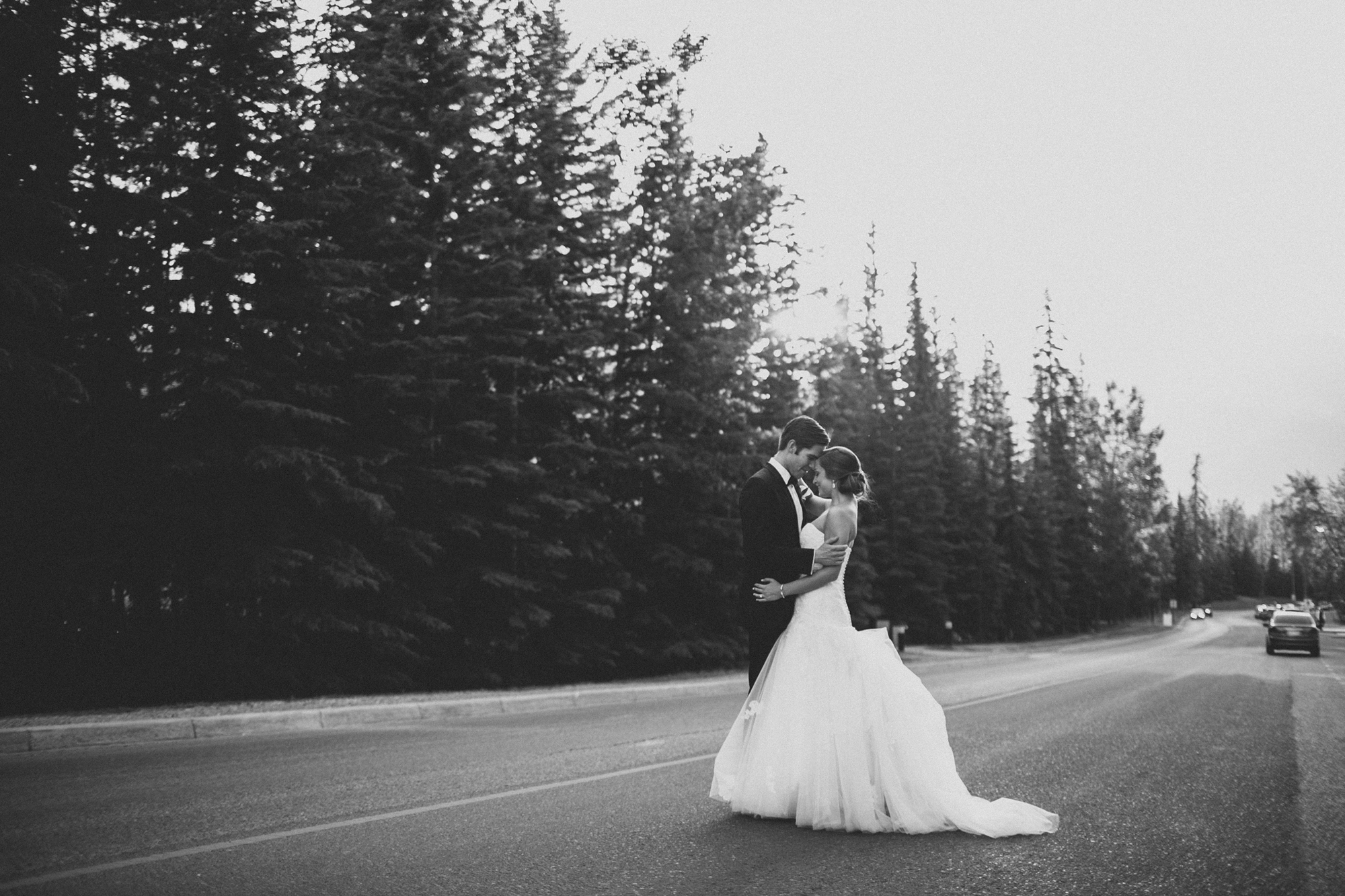 Banff Springs Wedding, Sunset Wedding Portrait