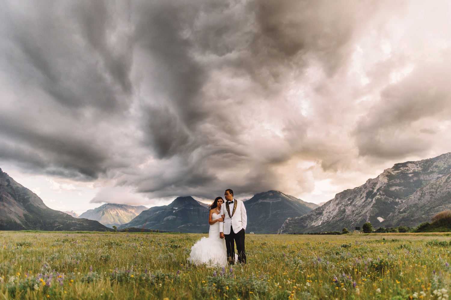 Waterton Wedding, Waterton Wedding Photography, Stormy Skies, Mountain Elopement, Alberta Mountain Elopement