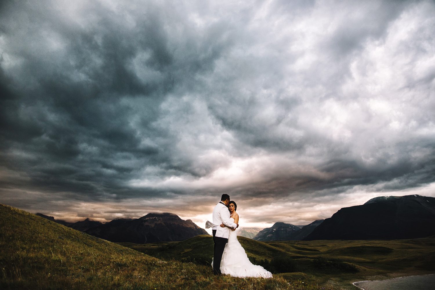 Waterton Wedding, Waterton Wedding Photography, Stormy Skies, Mountain Elopement, Alberta Mountain Elopement