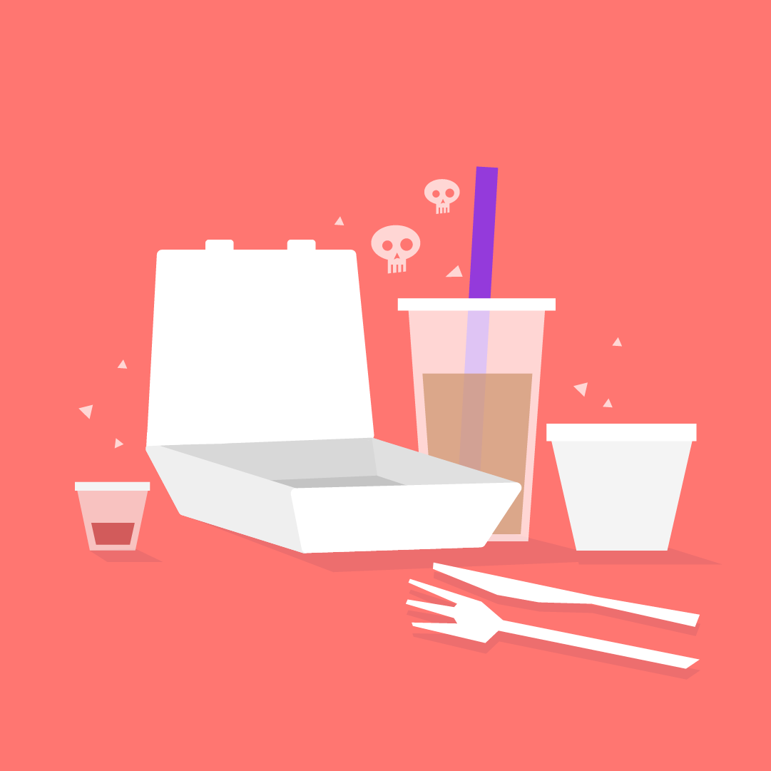 Styrofoam &amp; single-use plastic are toxic to the environment. Bring a reusable utensil set.