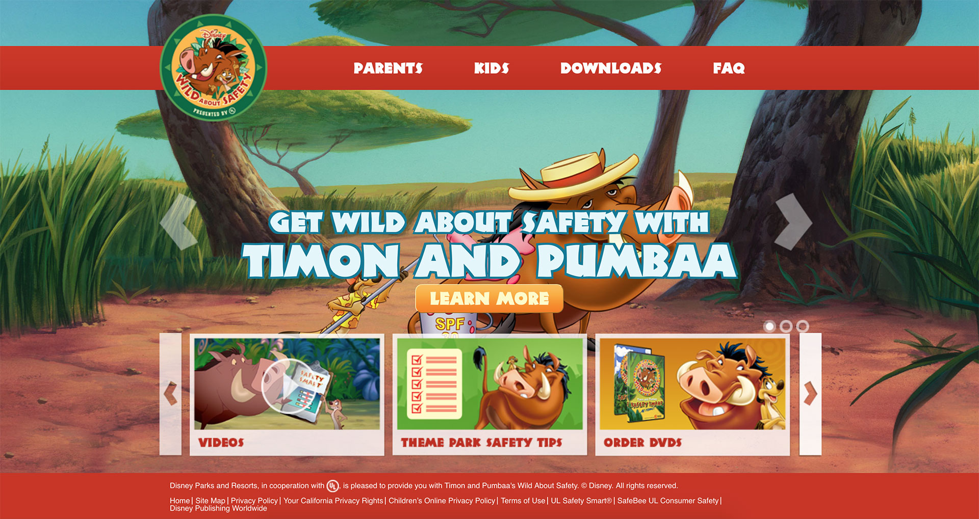 Disney's Wild About Safety website