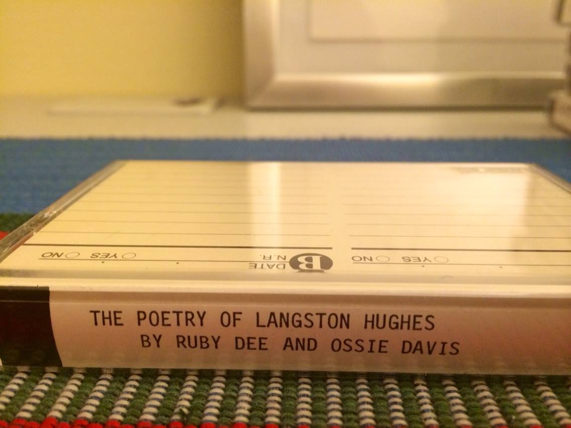 In our office suite on campus, there’s a bunch of tapes in a cabinet that is going to be thrown out. Chair told us to take whatever we wanted. Found this little joint. Also Lorraine Hansberry plays and James Earl Jones reading “Poems From Black Africa” #digging