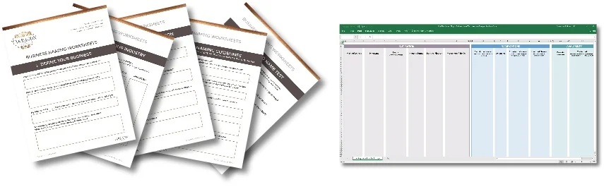 Business & Blog Naming worksheets & spreadsheet from Tarragon Studios