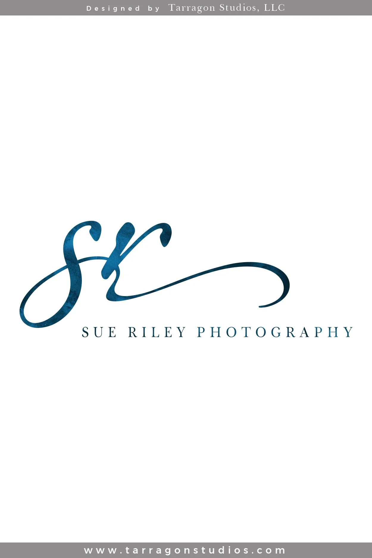 Logo & Brand for Sue Riley Photographer. Keep reading to see all of her soft dramatic logo variations and letter-marks! #logo #design #lettermark #photographer #feminine #script #dramatic
