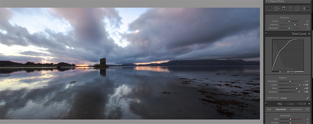Same file with 4 edits in Lightroom