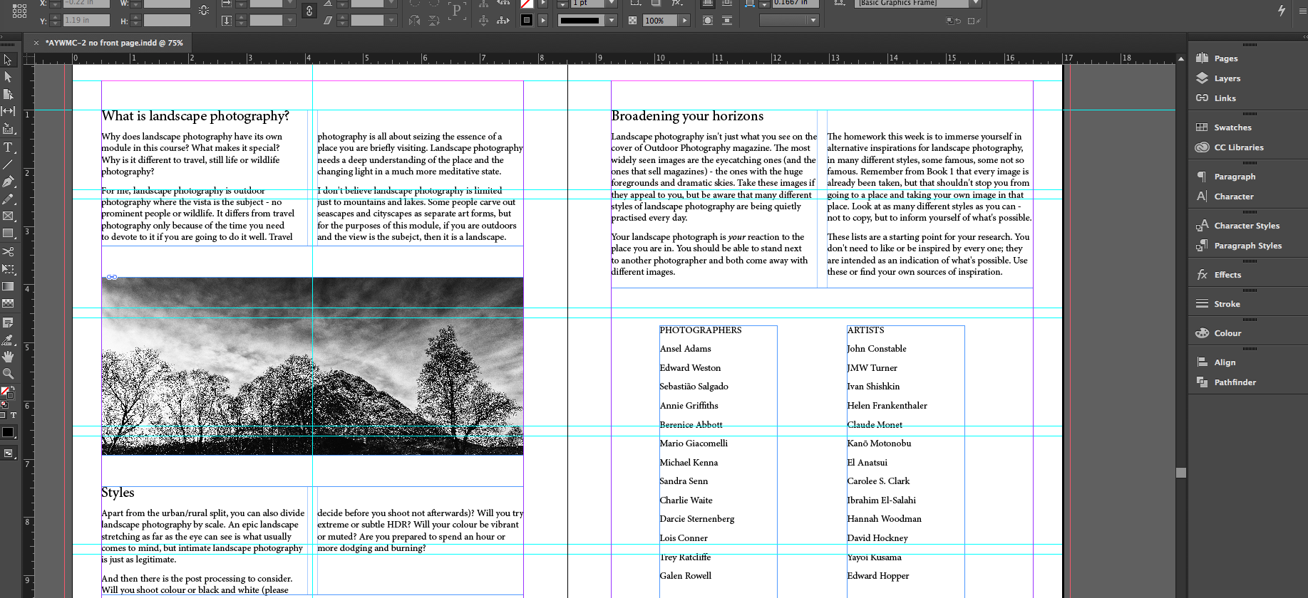 Draft 1 of the A Year With My Camera workbook, Book 2