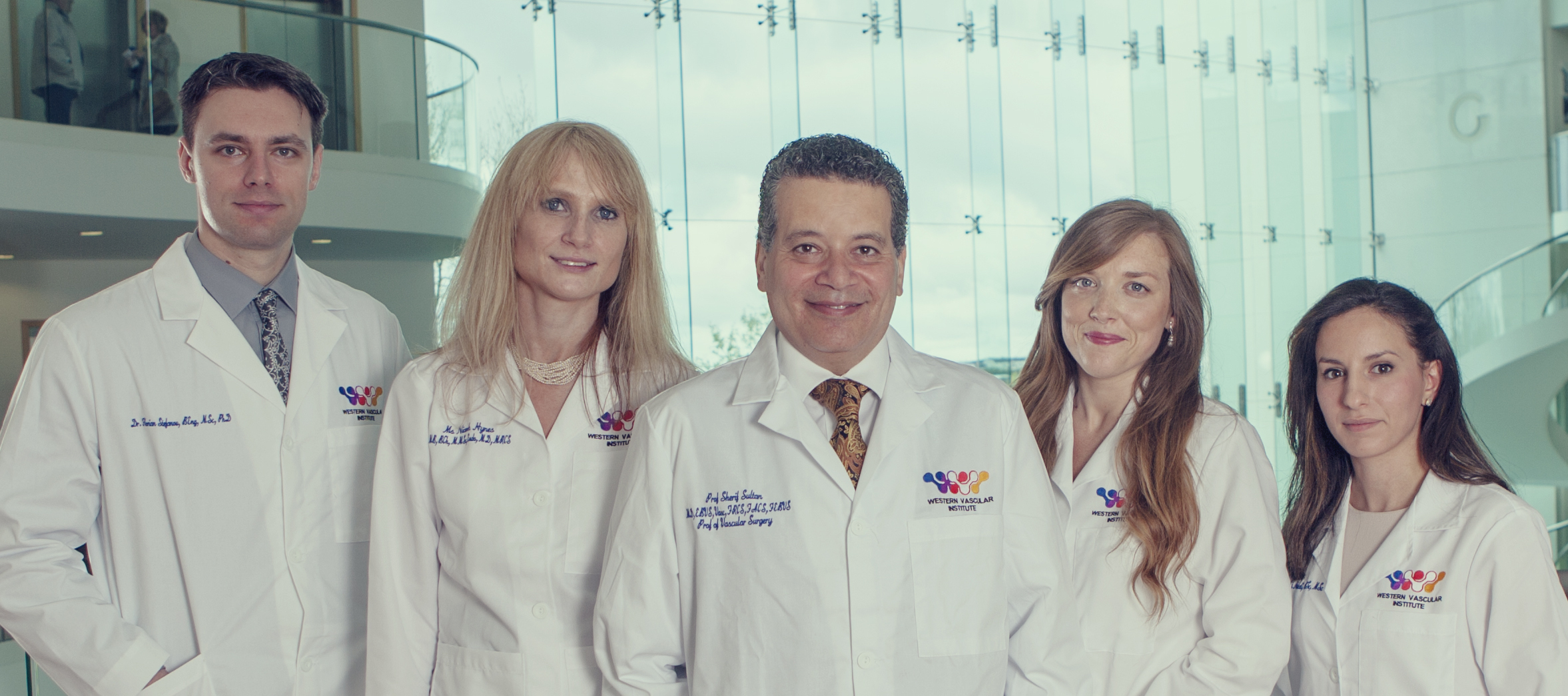 The Western Vascular Institute Team ( left to right: Dr Florian Stefanov, Ms Niamh Hynes, Prof Sherif Sultan, Dr Edel P Kavanagh, Ms Ala Elhelali )
