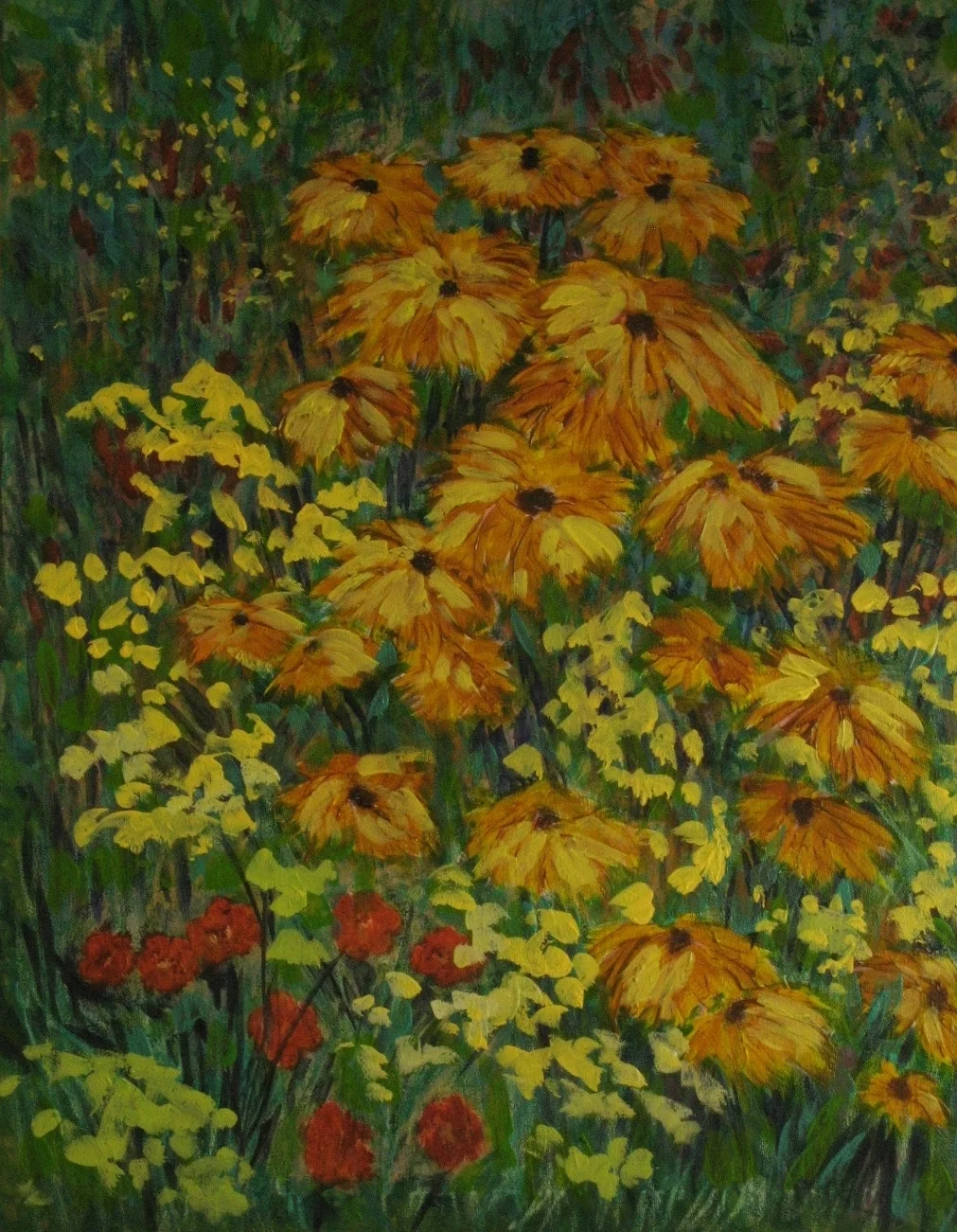 Golden Daisies acrylic on board 52 x 62 cm
