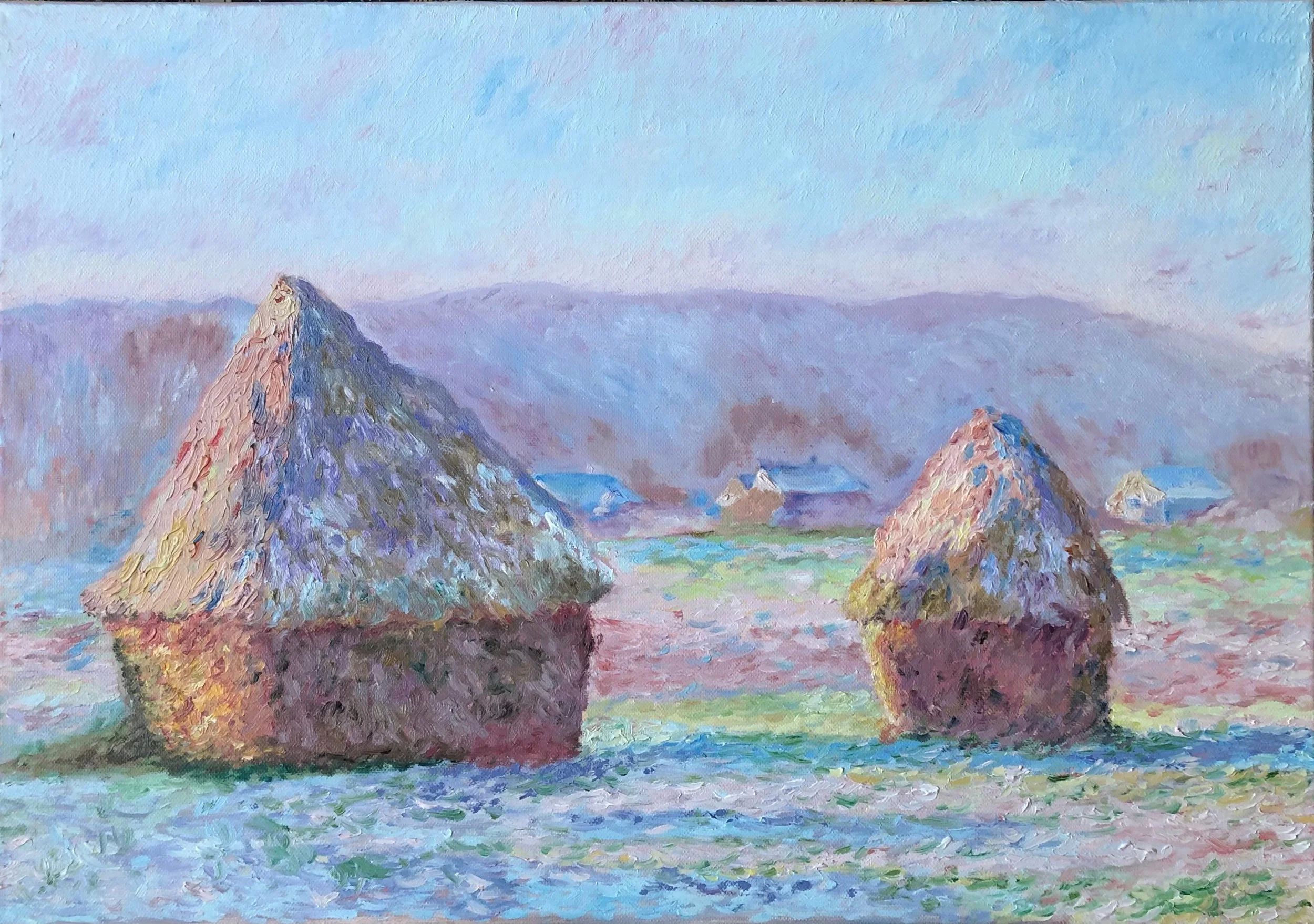  Grain Stacks (after Monet)   Oil on canvas 60x60cm 
