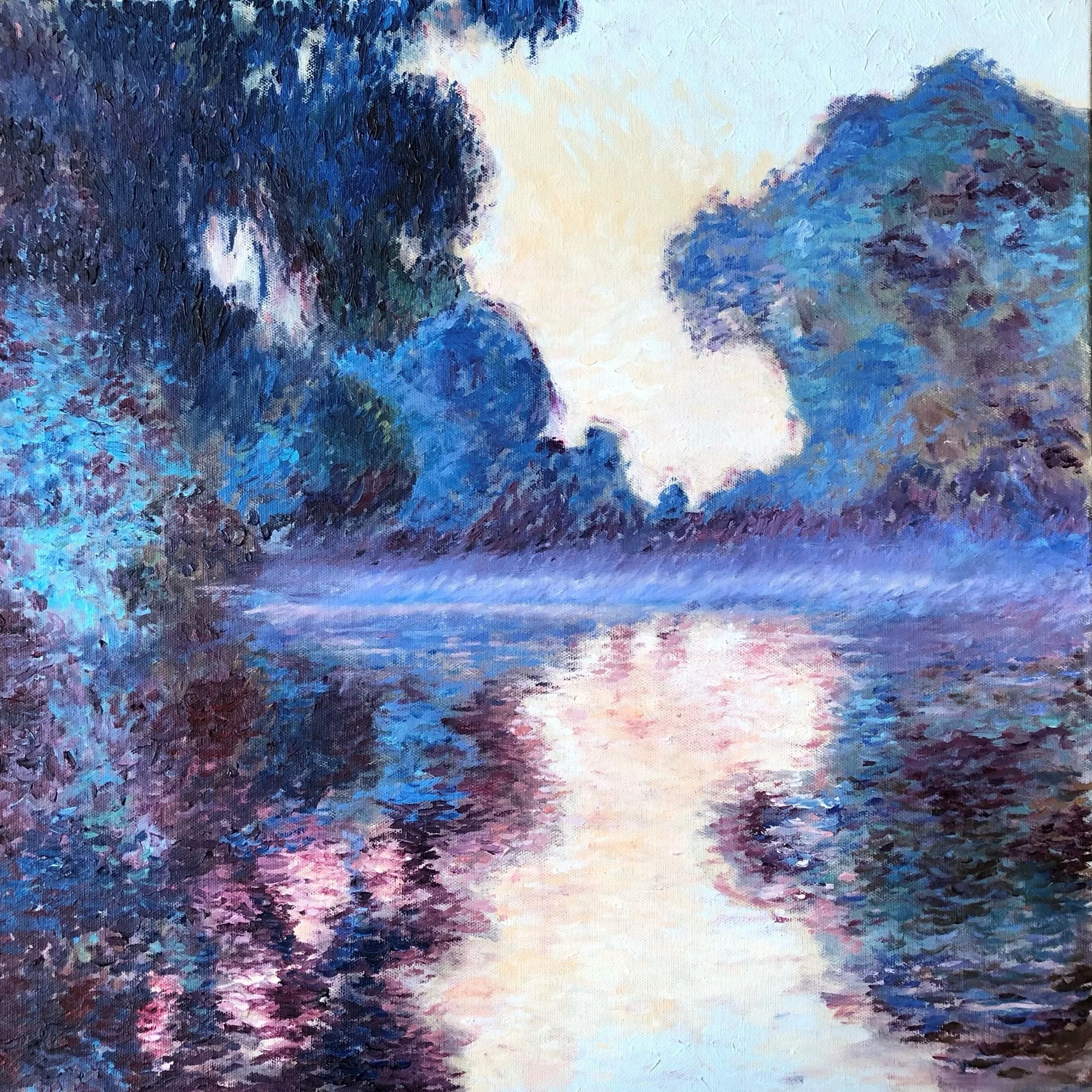  Misty Morning on the River (after Monet)   Oil on canvas 60x60cm 