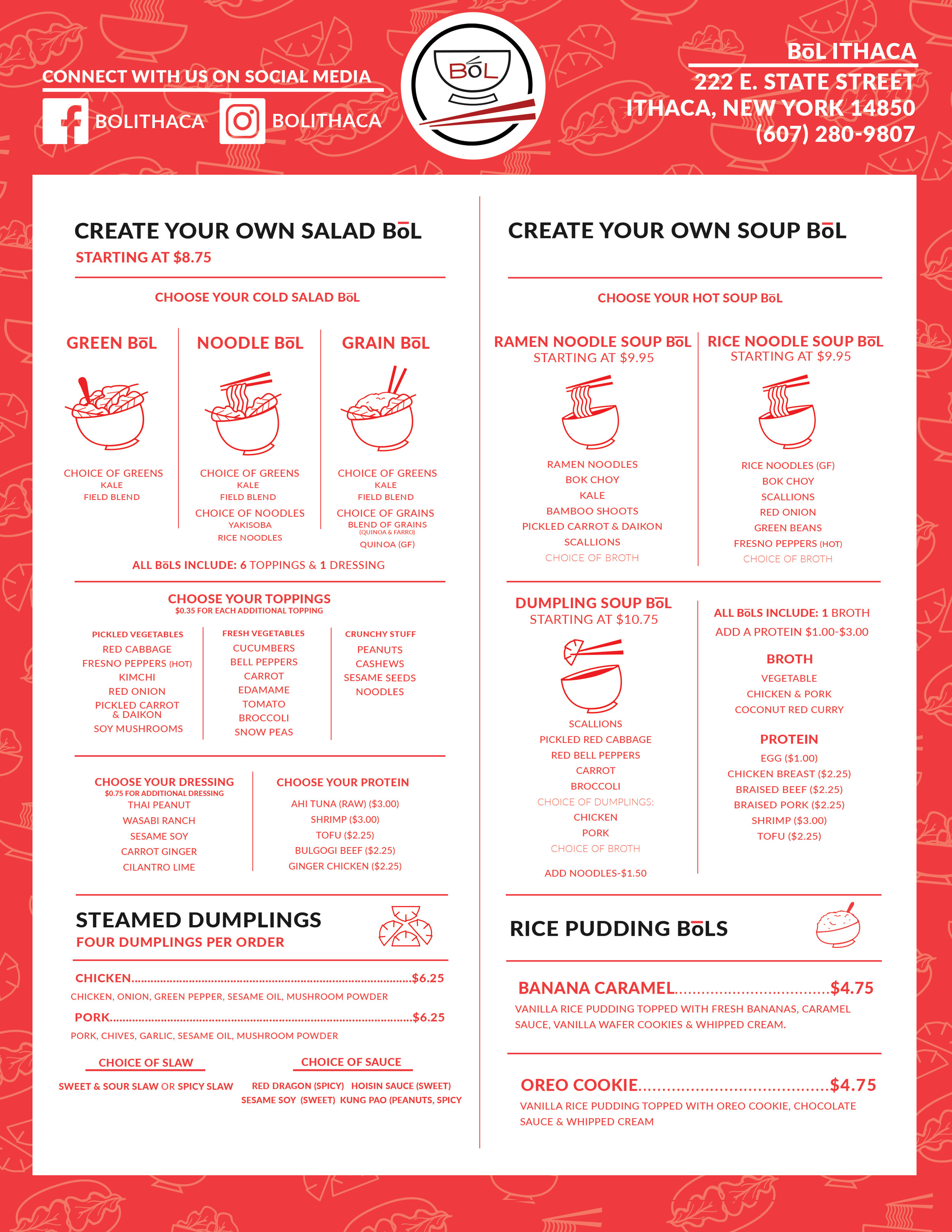 Take Home Menu