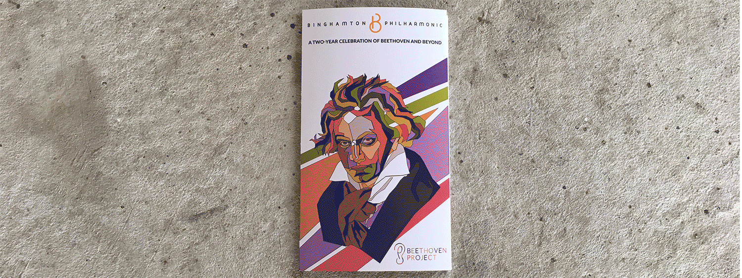  The 2019-2020 Season Brochure for the BInghamton Philharmonic Orchestra, featuring the Beethoven Project logo. 