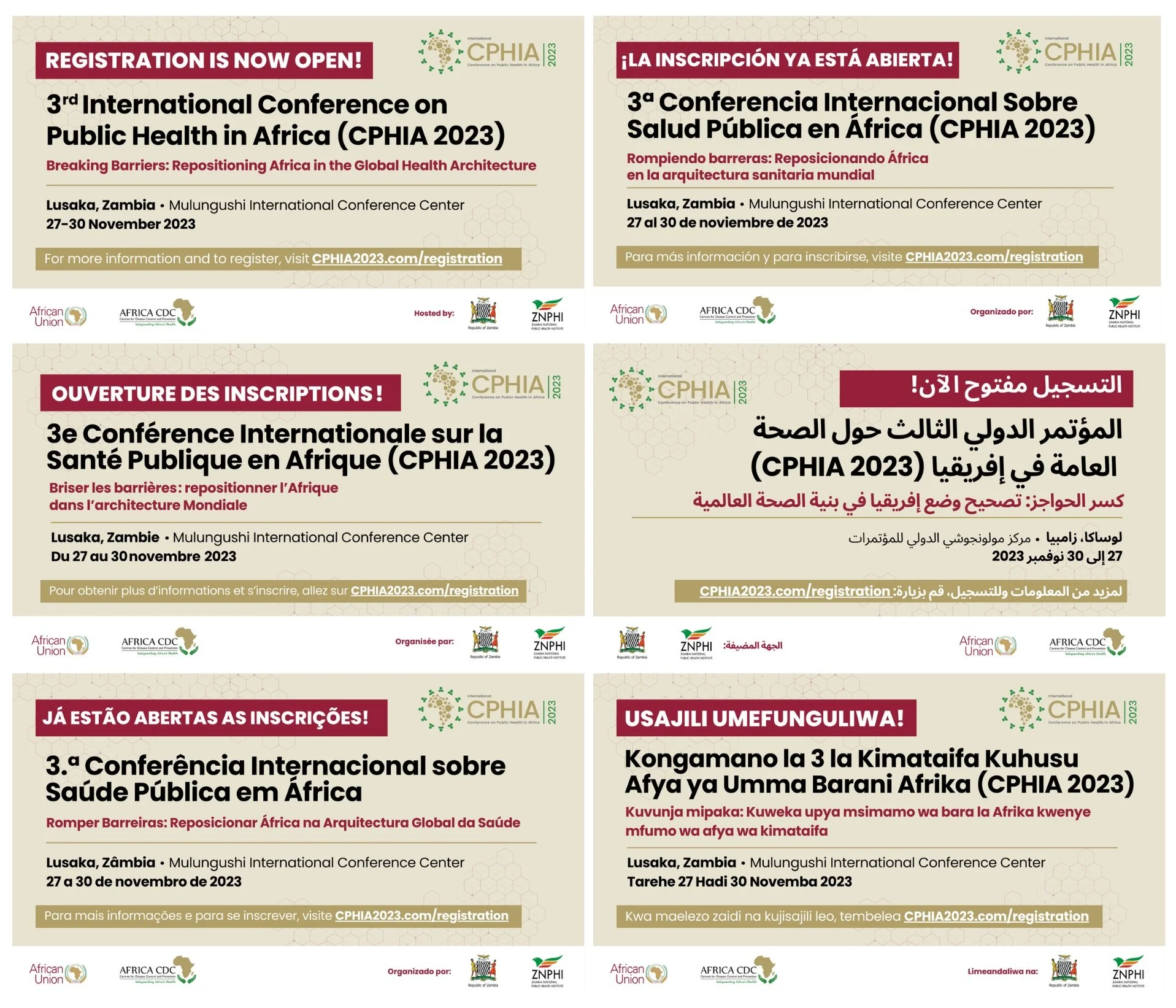 Social graphics translated into six languages