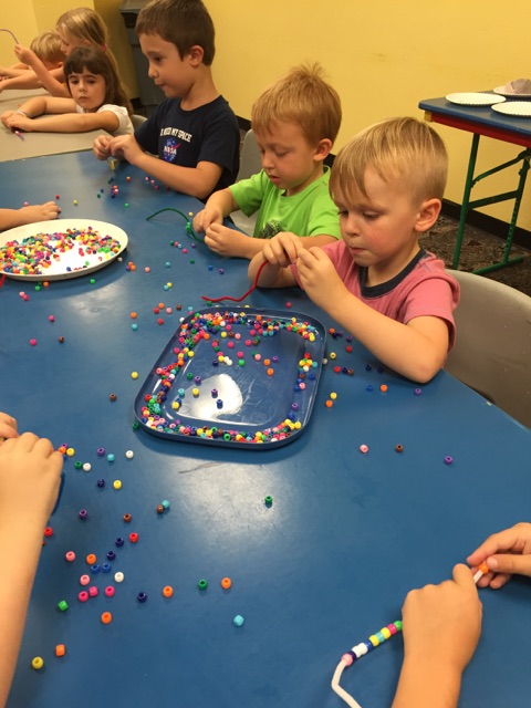 Stringing beads took lots of patience and concentration.
