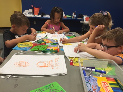 Some campers used stencils to create their secret agent backpacks...