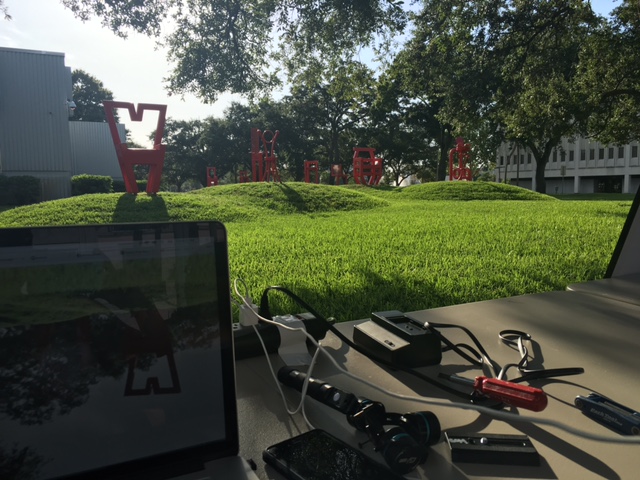 The set as seen from the production table. 