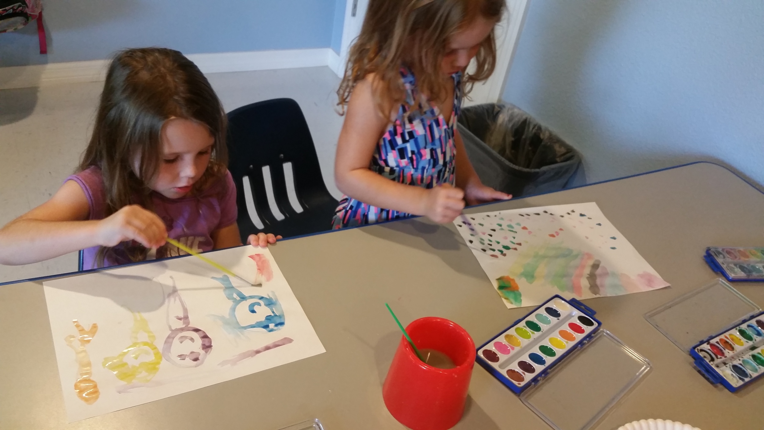 Our youngest campers really put a lot of thought into their watercolor work.