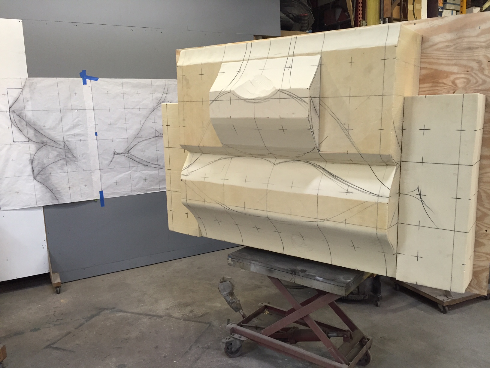 This first shot shows the material laminated together and just prior to beginning the carving process.