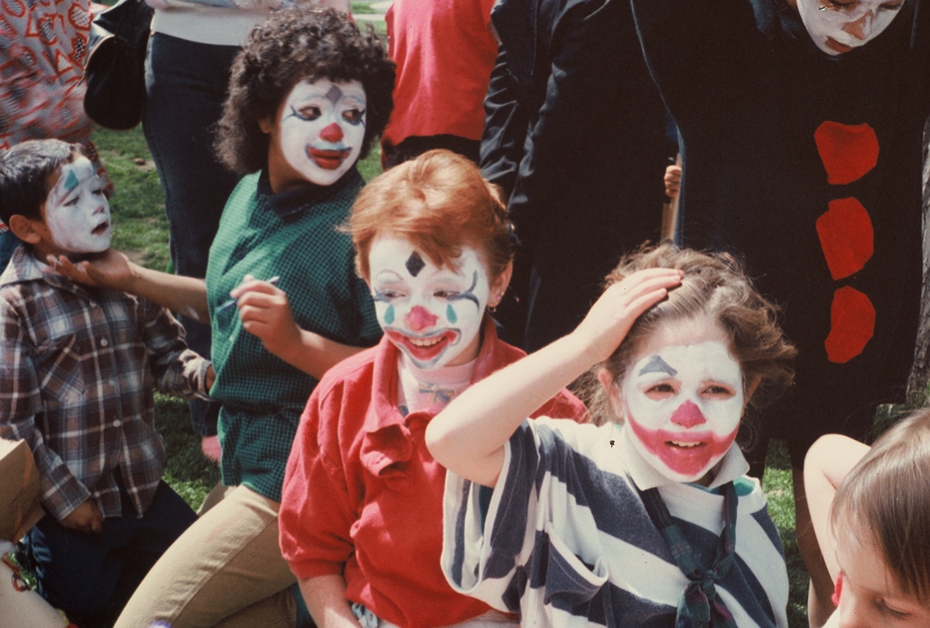 Preparing for the Earth Day Santa Fe parade, a residency I did with students at Sweeney Elementary School in which they protested the Exxon Valdez oil spill that had recently occurred. The students learned how clowns, minstrels and comedians have been the voice of protest in communities from the Medieval era until the present day. 