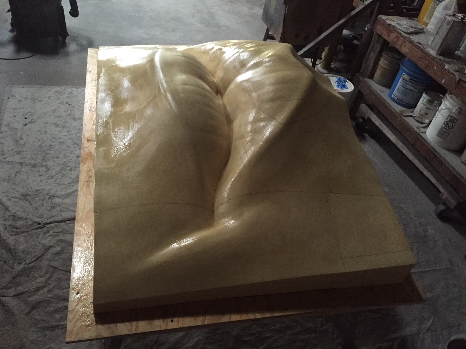 Now we begin the process of creating a hard shell like coating on the surface of the expanded urethane.