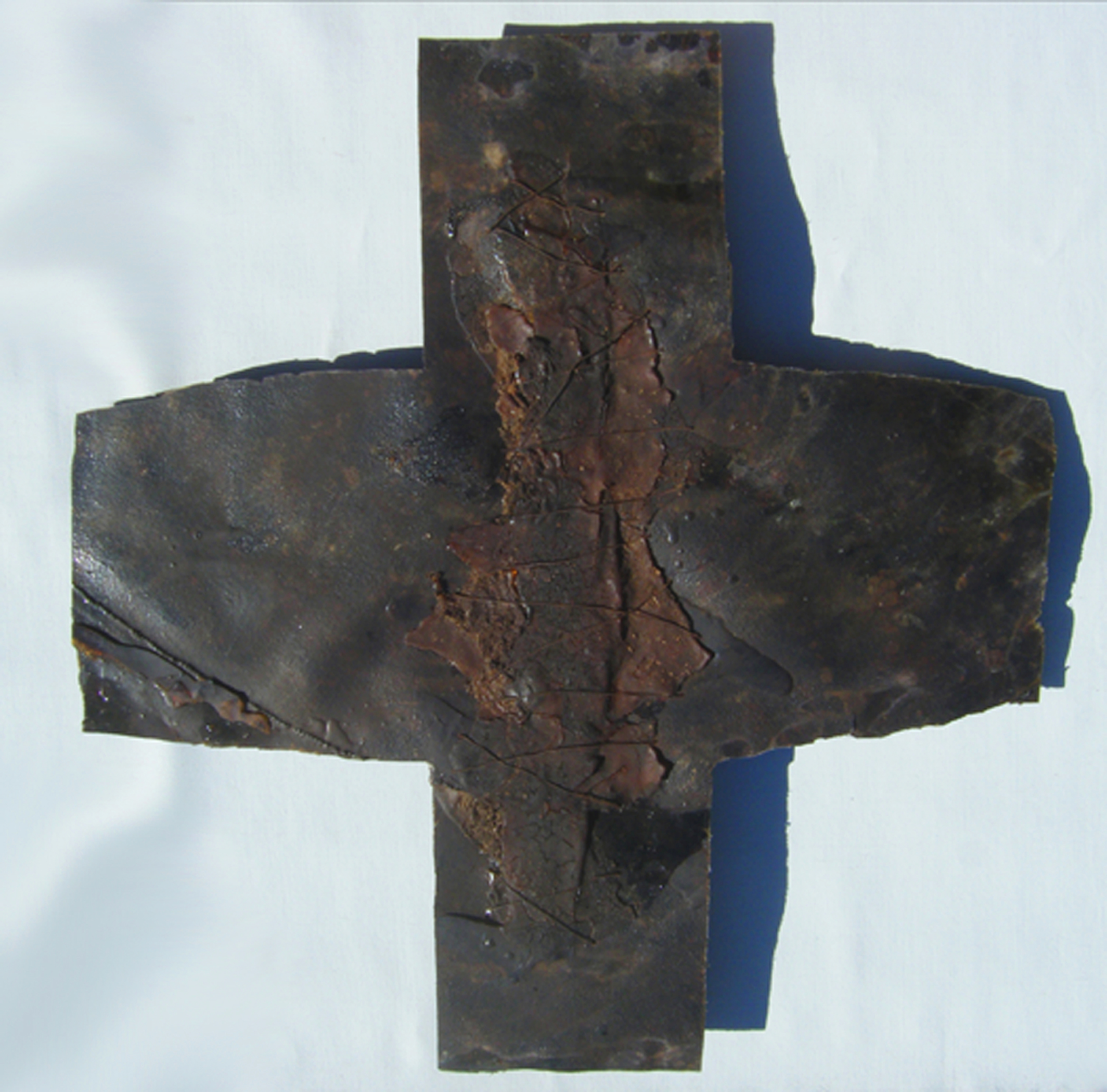 Dark Cross Redeemed, resin, latex and mixed media on canvas, 38" x 36". Completed during a residency at the Hambidge Center. In the collection of Sal and Dee Perconti.