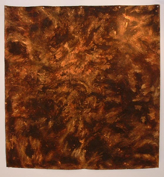 Chiti's Play, tar and mixed media on canvas, 75" x 72" created during a residency at the Hambidge Center. In the Collection of Rob Holley. 