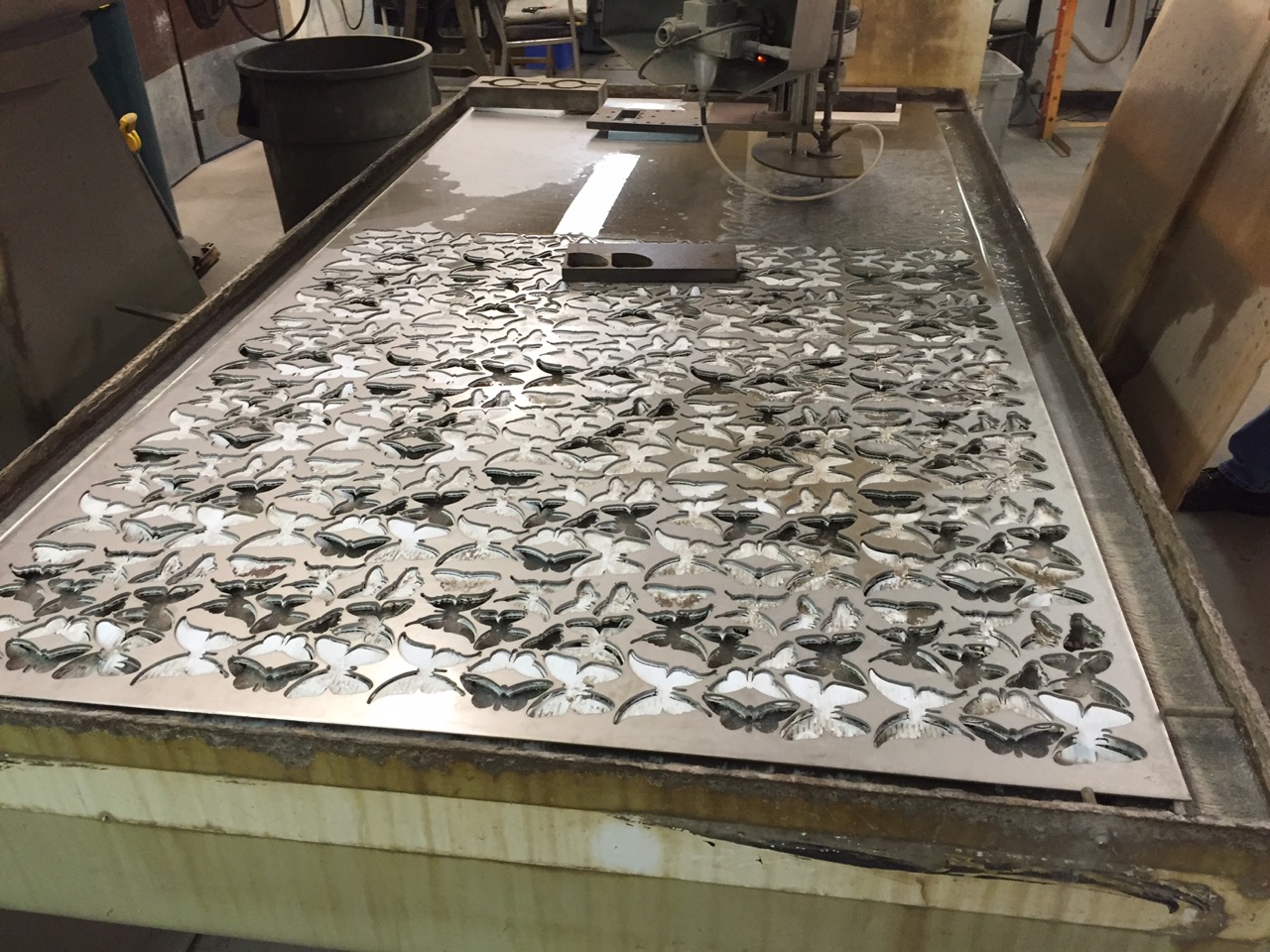 While we were fabricating the mold we have also been preparing a computer program to water jet cut the butterflies from a sheet of stainless steel.