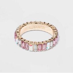 Baguette Iridescent Crystal Statement Ring