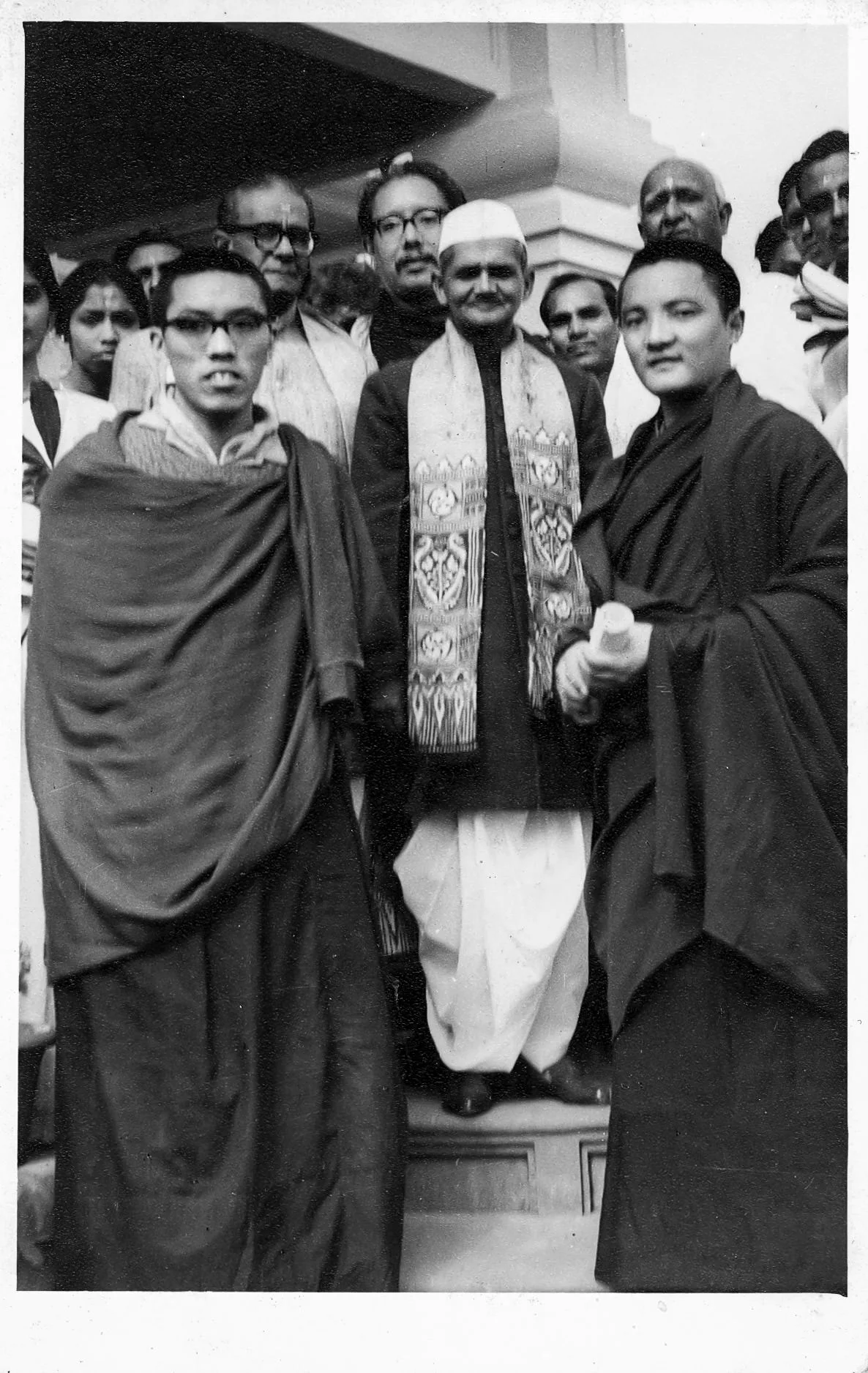 Tulku Thondup In India at Shanti Niketan where he taught. Also in the picture is Indian Prime Minister Lal Bahadur Shastri