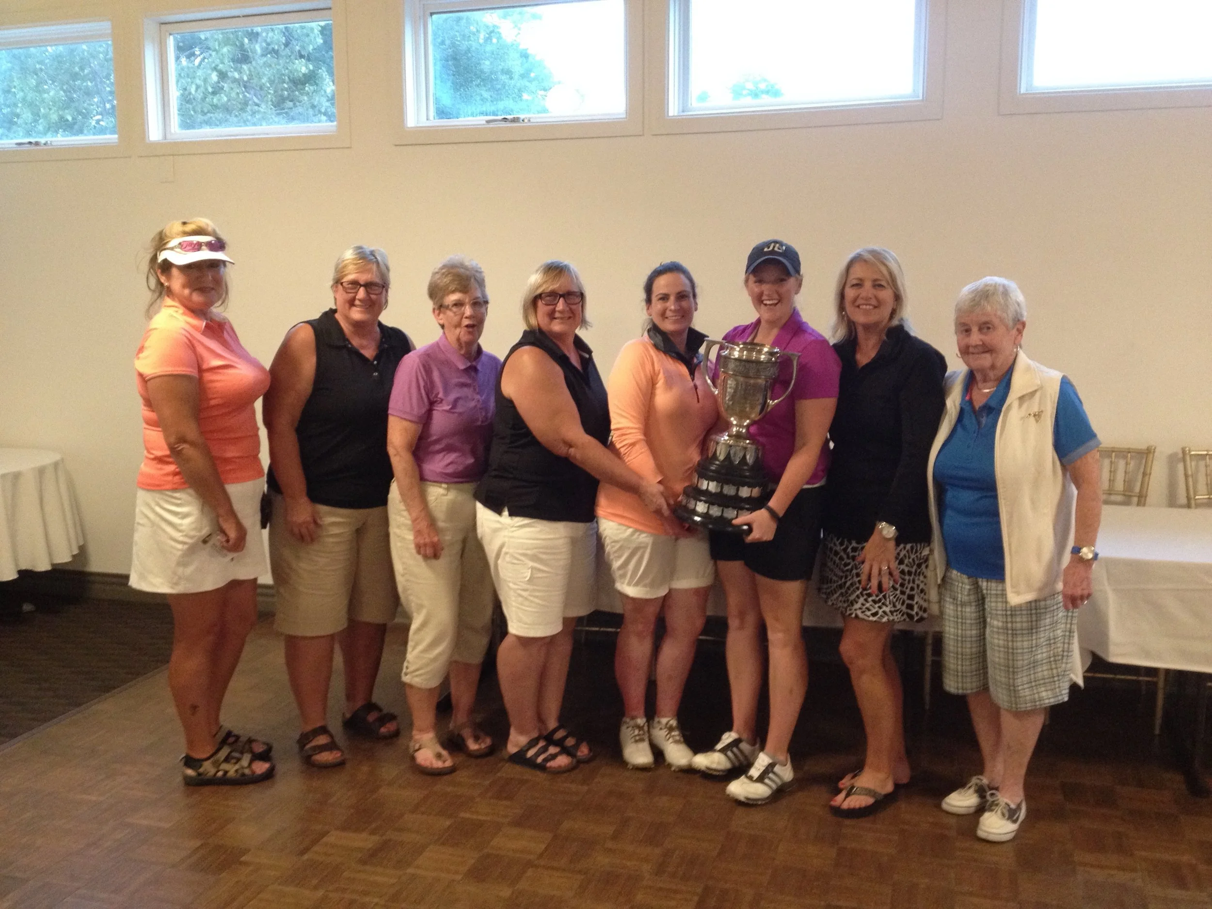 From left to right; Ginny MacDonald, Sharon Case, Marg Sweeney, Karen Flett, Carley Hubbard, Morgan Matchett, Paula Napke-Flanagan, Ann Henry. 