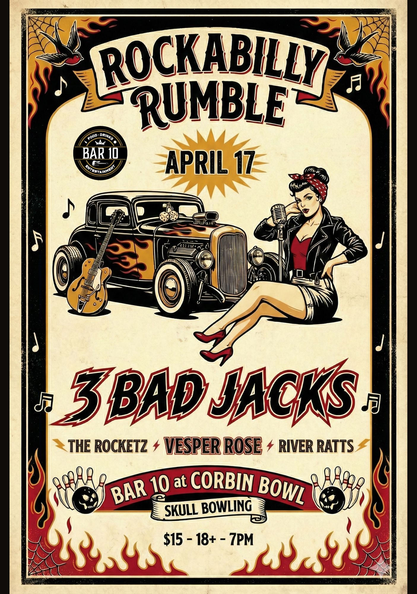 Live music at Bar 10, LA music venue, rockabilly, punk rock shows, full bar