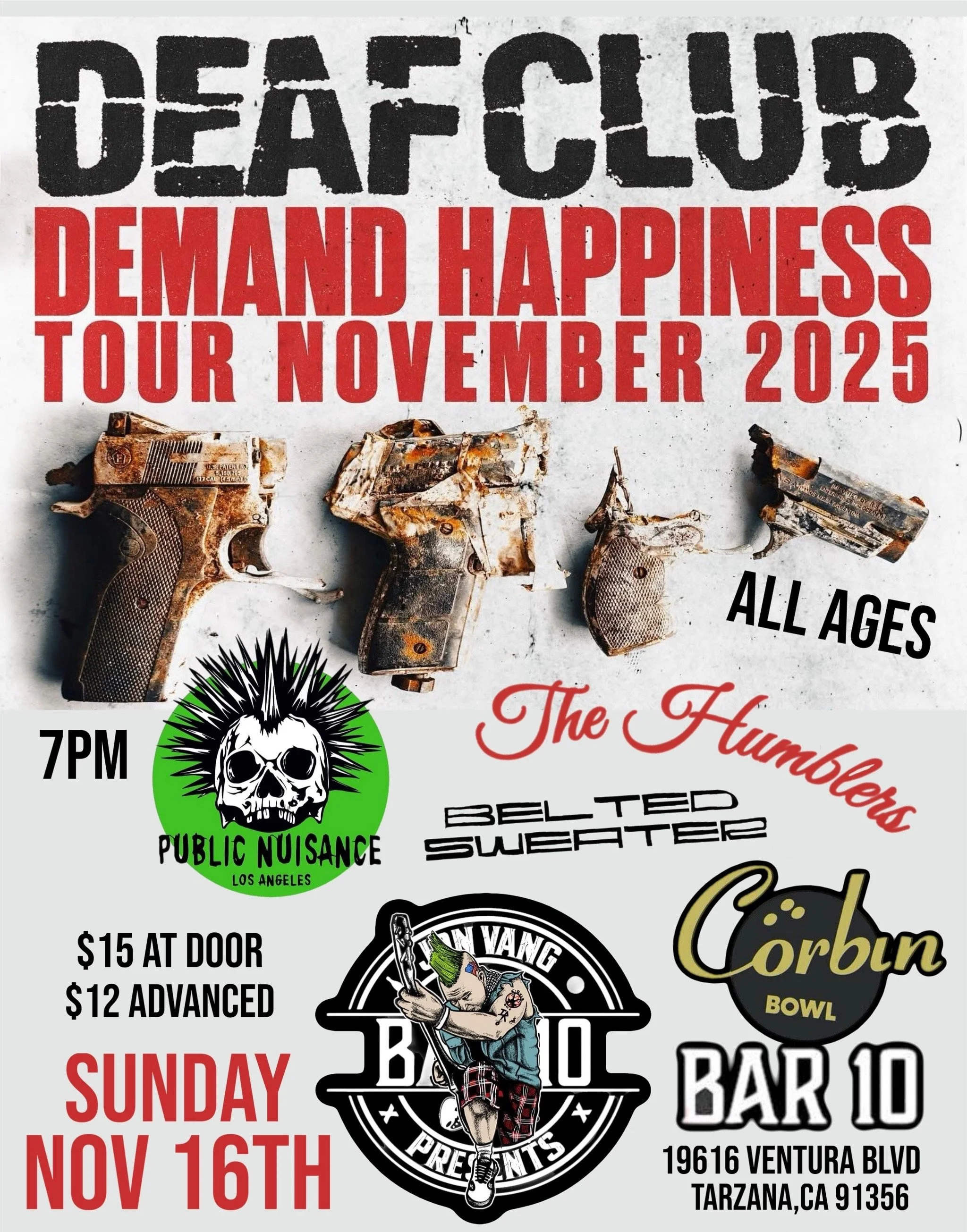 Jon Vang Presents Deaf Club, Public Nuisance, The Humblers, and Belted Sweater