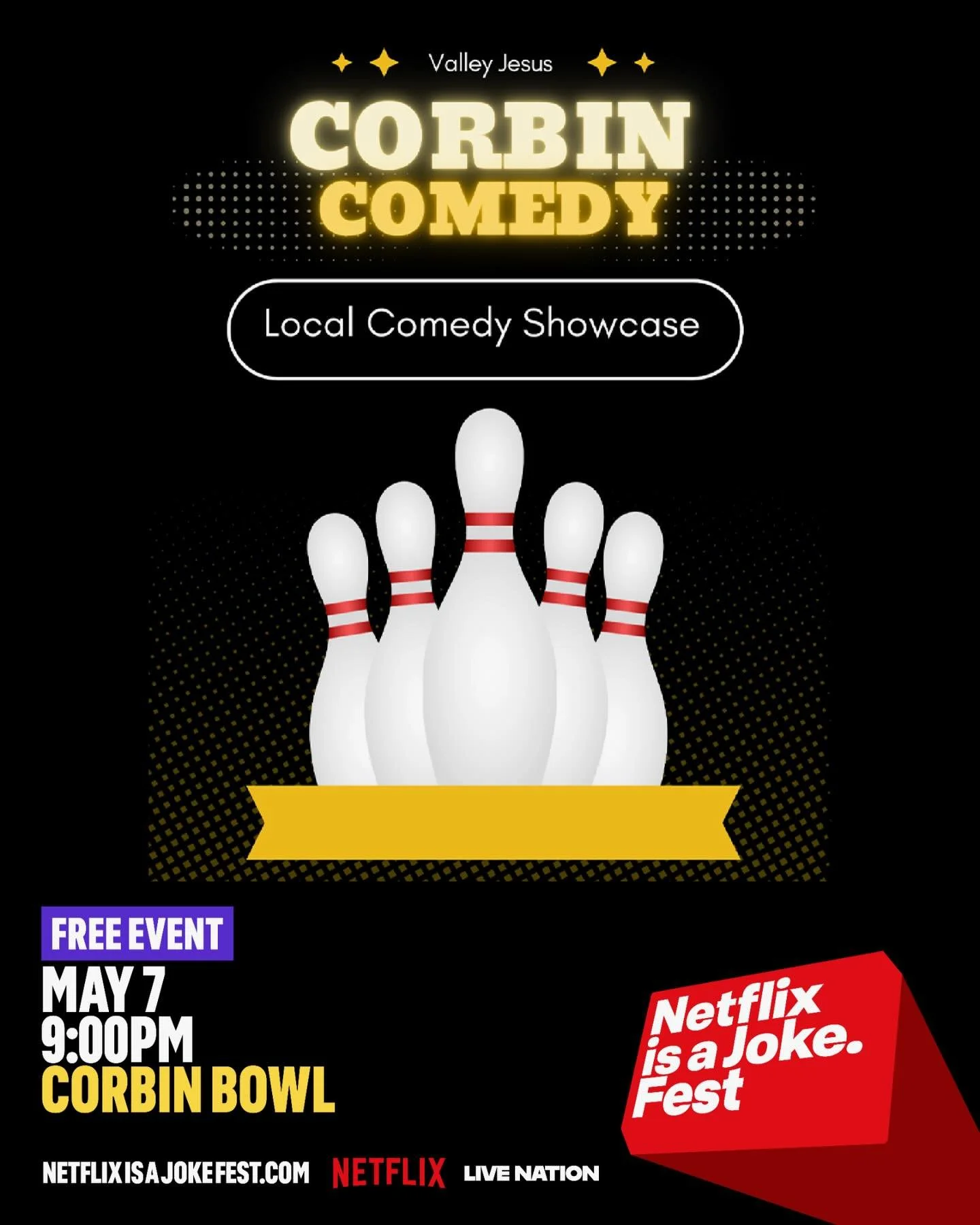 Just announced! 🔥 @netflixisajoke Fest is taking over Los Angeles, and we&rsquo;re bringing the laughs straight to you on Thursday, May 7th 😂🤣

Join us for a FREE local comedy showcase presented by @ryantalmo &amp; Valley Jesus Productions featuri