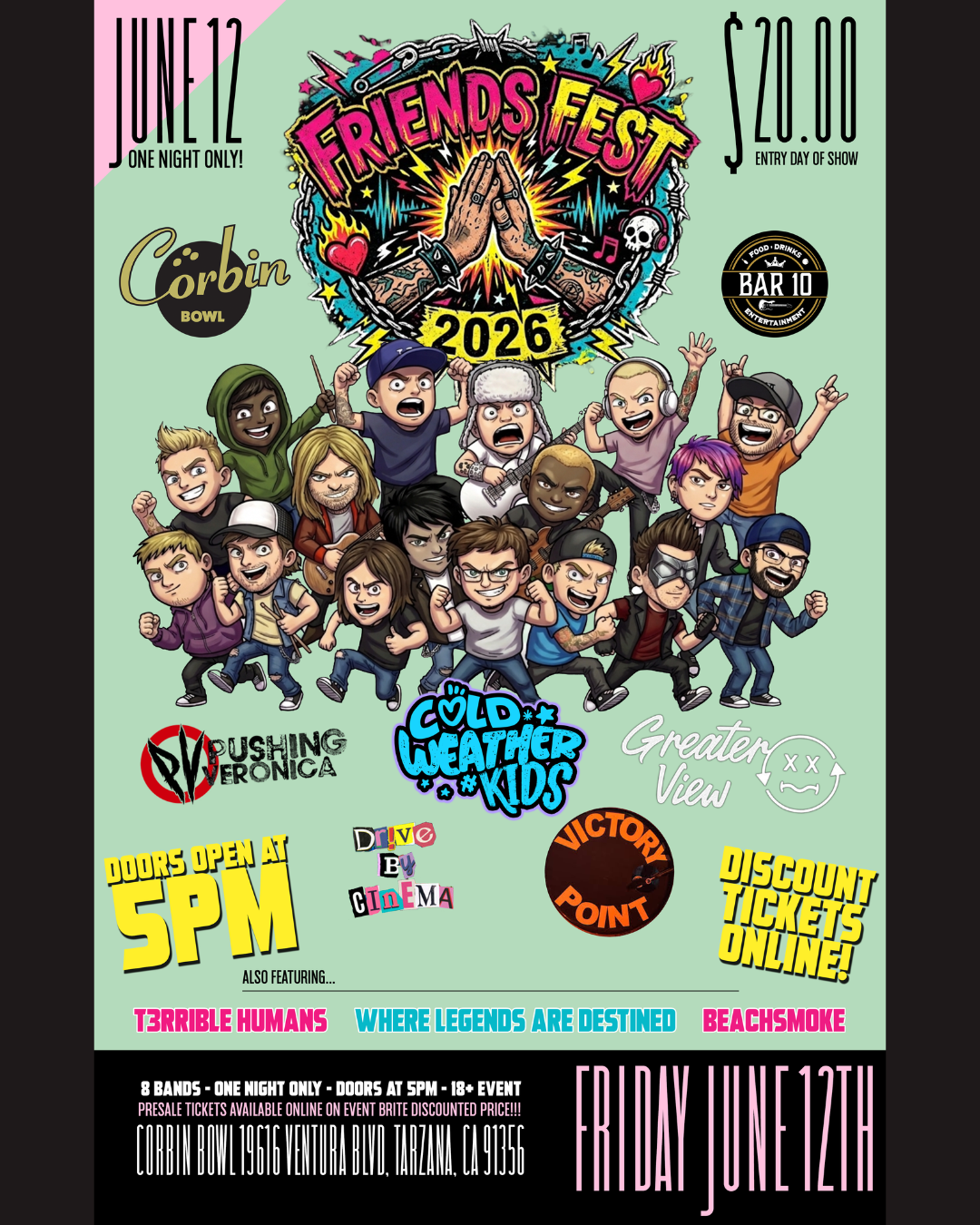 Friends Fest 2026 with Cold Weather Kids, Pushing Veronica, Greater View, Drive By Cinema, Victory Point, and More!