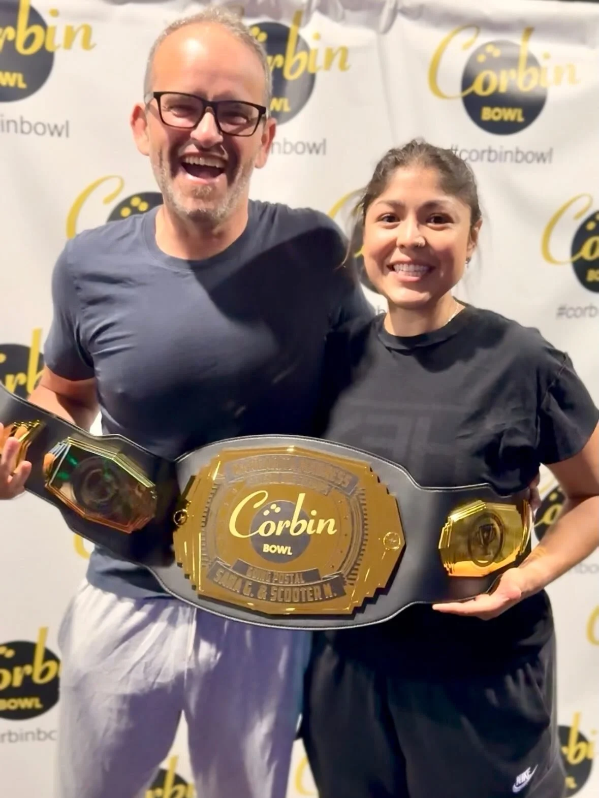 Congratulations to season 1 of Margarita Madness winners, Sarah &amp; Scooter! 🎉🍹 Season 2 just started and there&rsquo;s still time to join! Every Friday at Corbin Bowl. For $30/week you get a 15 week season with one margarita included every week 