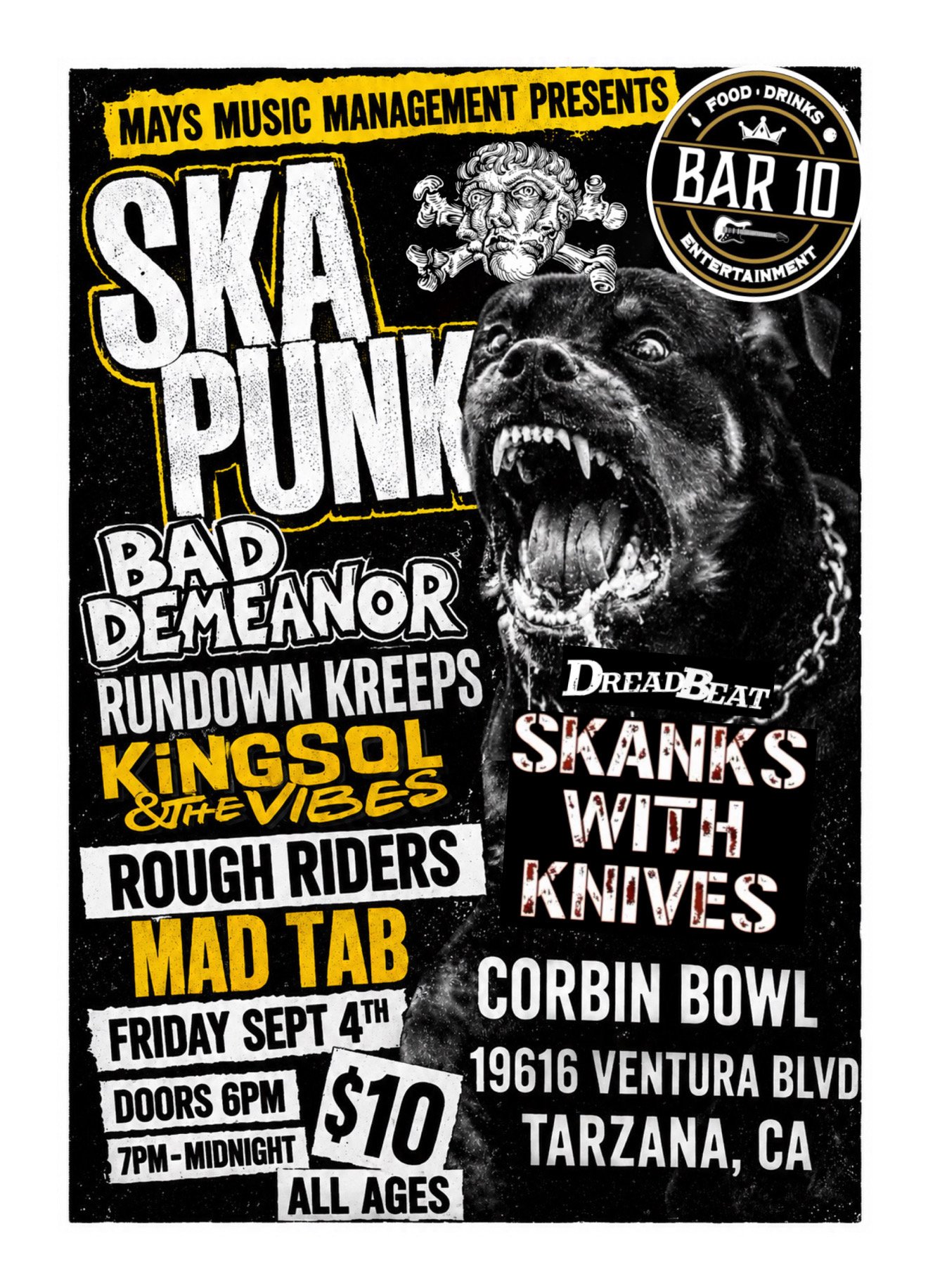 First Fridays Goes Ska with Bad Demeanor, Rundown Kreeps, King Sol &amp; the Vibes, Rough Riders, Mad Tab, DreadBeat, and Skanks with Knives