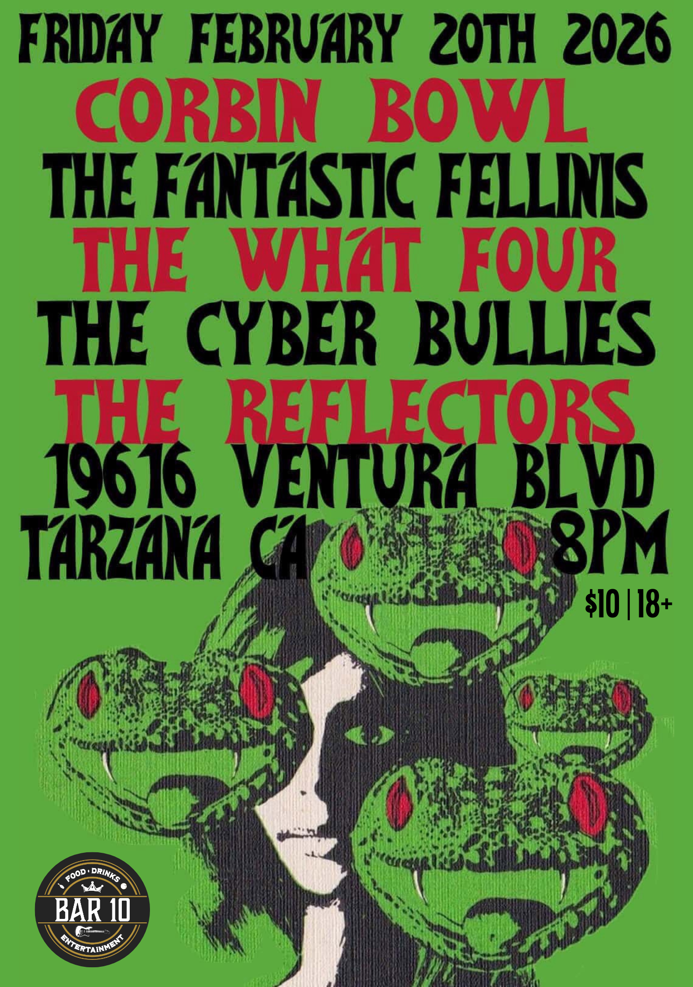 The fantastic fellinis and more, live music at Bar 10, Corbin Bowl in Tarzana, CA
