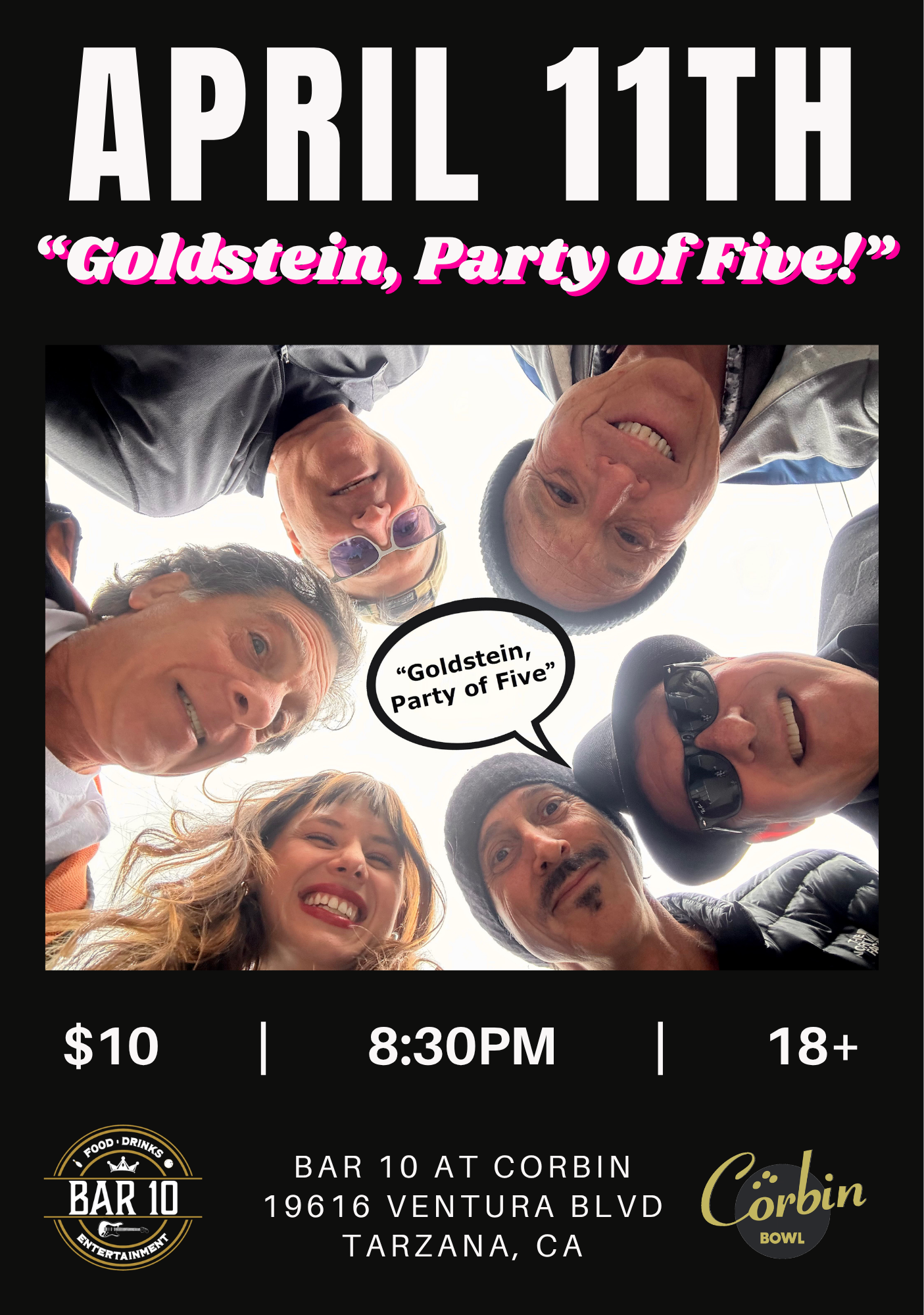 Goldstein Party of Five, live music at Corbin Bowl, Tarzana