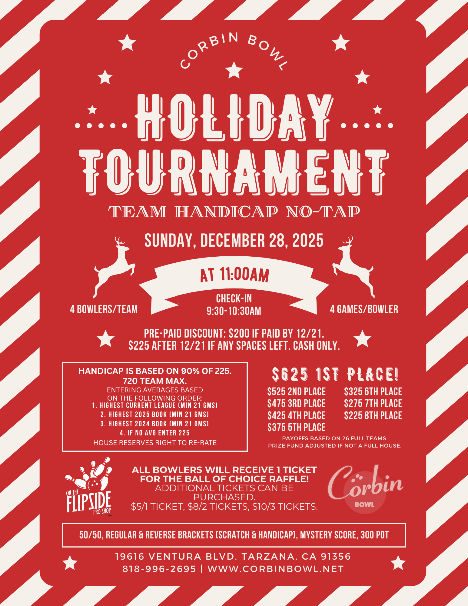 Corbin Bowl holiday bowling tournament, team handicap no-tap, December 28, 2025