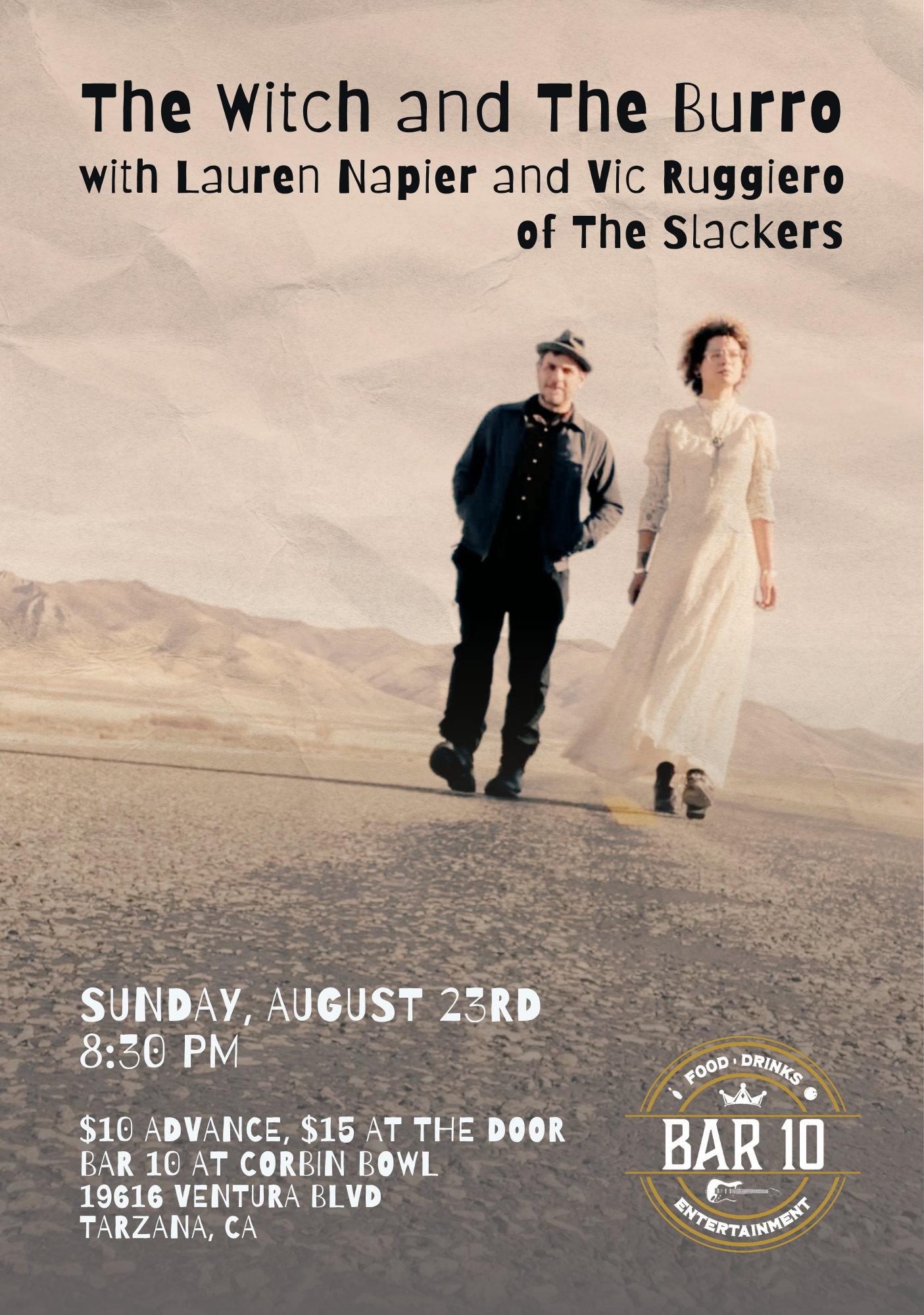 The witch and the burro, live music performance at Bar 10, Corbin Bowl. Tarzana's premier live music venue.