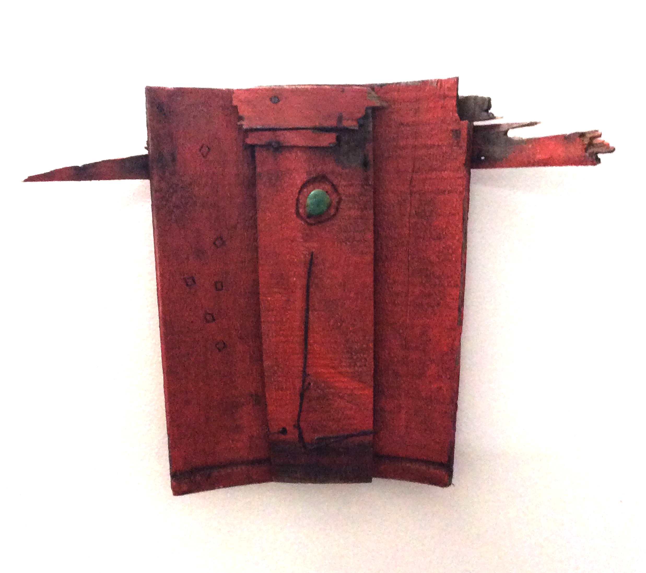 Remaining Red 2. Found wood and bead. 2016. 16"W x 13"H x 4"D.