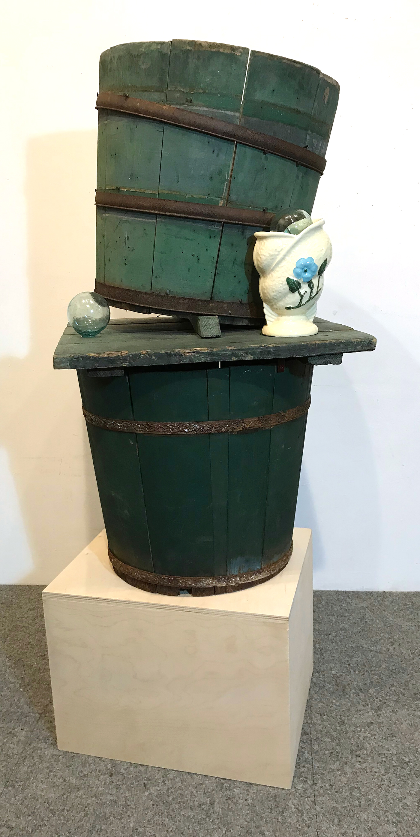 Blue Buckets 18x18x46" H, 2017 Assemblage.