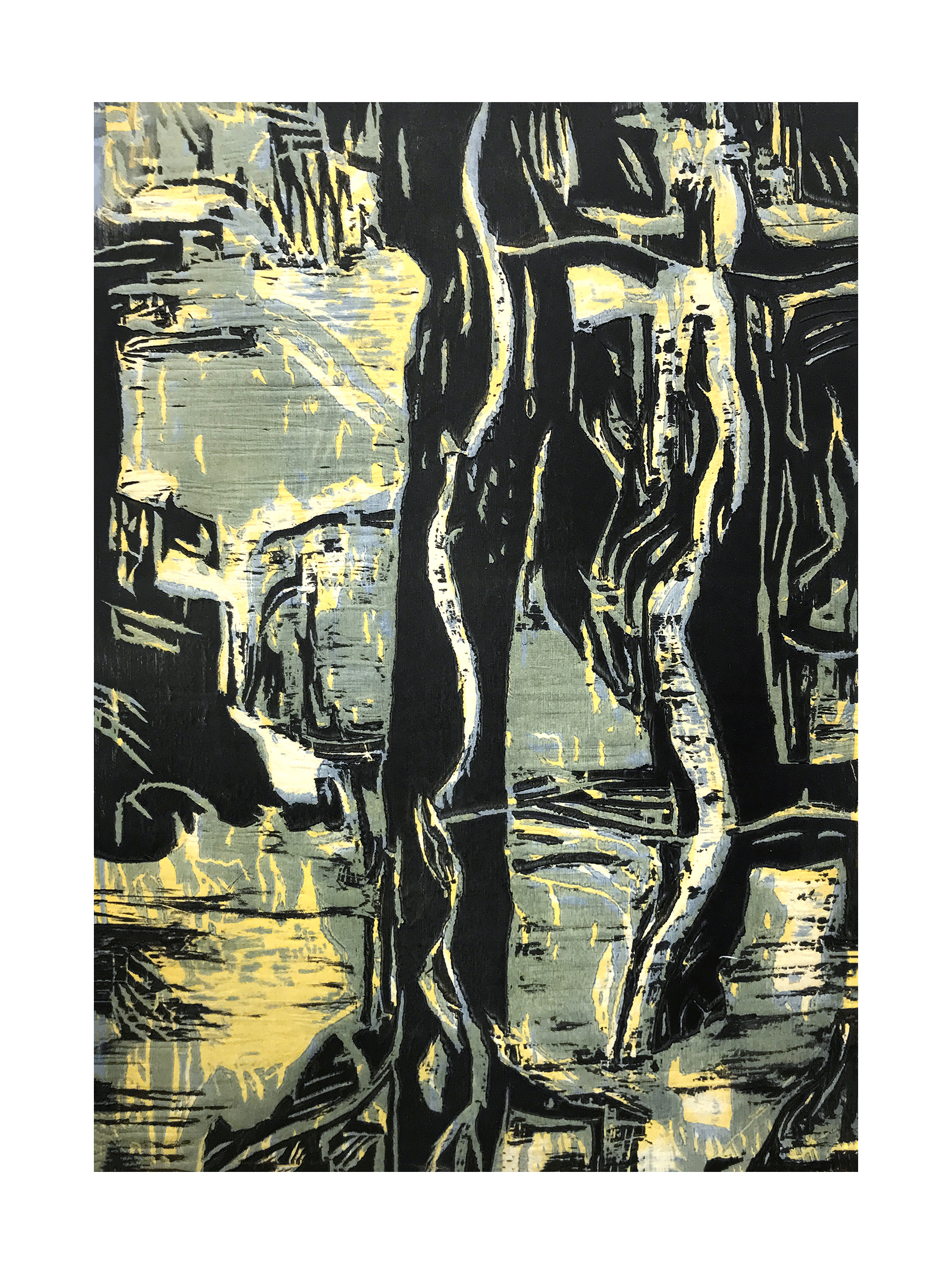 Not A Grid 5, 10Wx14"H 2018 Woodblocks