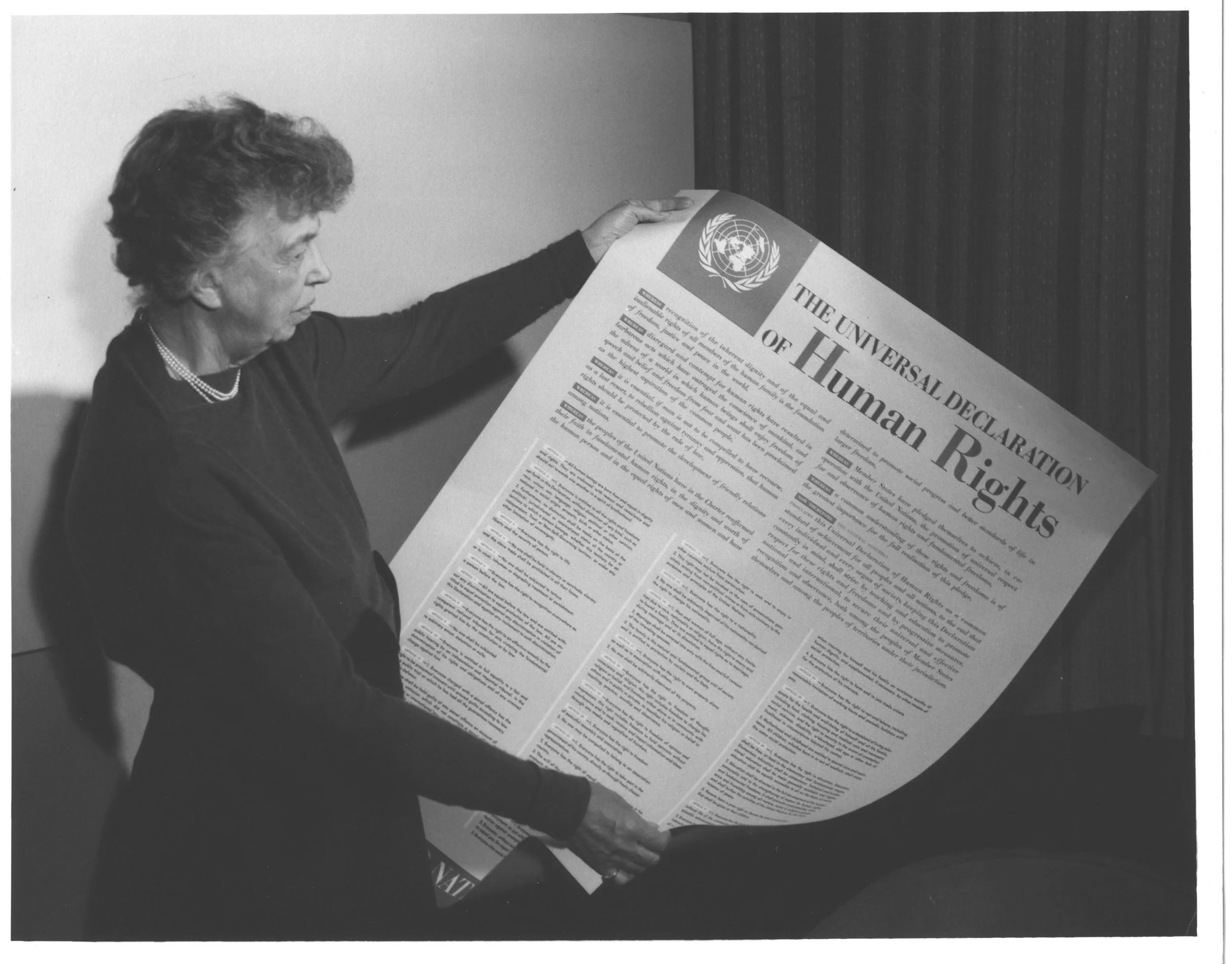 Mrs. Eleanor Roosevelt, (United States) holding a Declaration of Human Rights © UN Photo